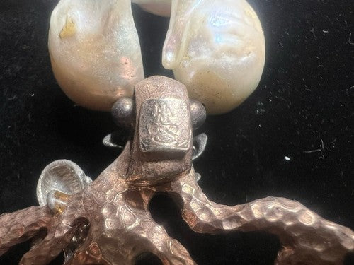 MMA Boucles Collier Argent 925 Laminé Or Perles Original Chevaux Marins