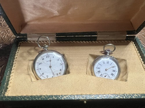 🔴 Scatola OROLOGI TASCA 2 posti astuccio custodia cofanetto vintage
