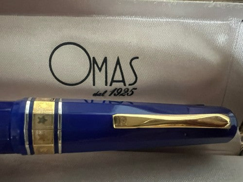 Grand-Mère Stylo-Plume Sphère Extra Résine Bleu Paysage Europeenne 1992 Limité