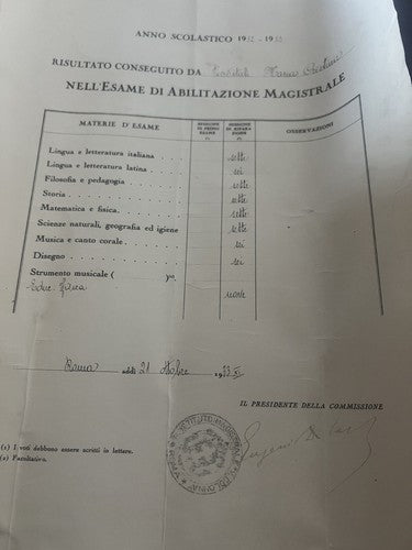 Regno D'Italie Diplôme Validation Enseignement D'Origine 21 Octobre 1933