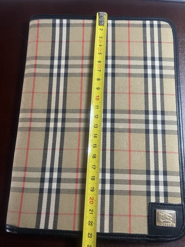 🔴 BURBERRY porta agenda tessuto check interno seta moirè nera ORIGINALE vintage