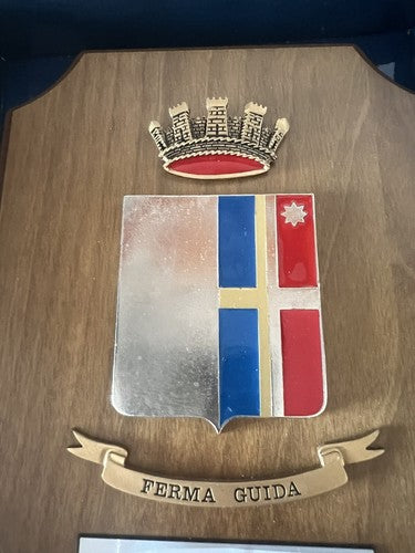 🔴 Crest militare FERMA GUIDA scudo legno con metallo e smalti rilievo vintage