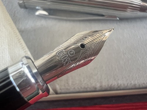 🔴 CROSS penna stilografica lacca nera a cartuccia pennino F scrive