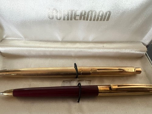 Waterman Penne Sphère Métallisée Or Mouvements Automatique Avec Trousse Fiat