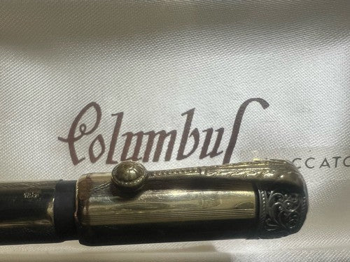 🔴 COLUMBUS penna stilografica retrattile pennino ORO 14KT funziona vintage