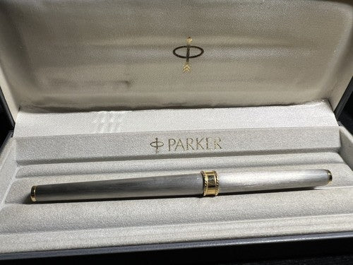 🔴 PARKER penna sfera roller MS Emilio Pucci cromata satinata profili laminati