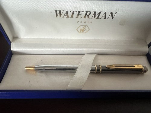 🔴 WATERMAN penna sfera lacca Laureat MKA canna fucile cromata profili dorati