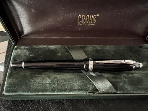Cross Stylo-Plume Stylo à Plume Townsend Laque Noire A Cartouche Écrit À Boîte