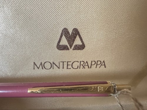 🔴 MONTEGRAPPA penna sfera lacca ROSA pulsante a scatto scrive vintage
