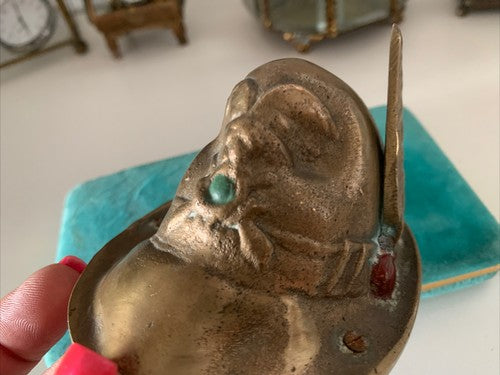 🔴 ALPINE Briefbeschwerer, massive Bronzeskulptur, dreidimensionale Vintage-Schreibtischfigur 