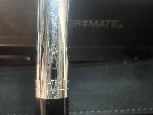 🔴 PAPERMATE penna sfera nera cromata scrive con astuccio vintage