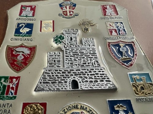 🔴 Crest ASSOCIAZIONE NAZIONALE CARABINIERI scudo legno lucidato metallo h 24