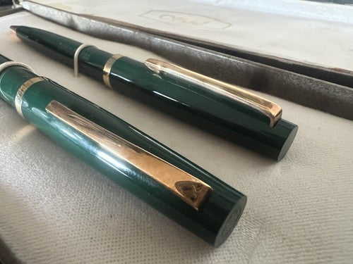 OMAS Green Füllfederhalter Studio C 14K GOLD Feder und Kugelschreiber Vintage 