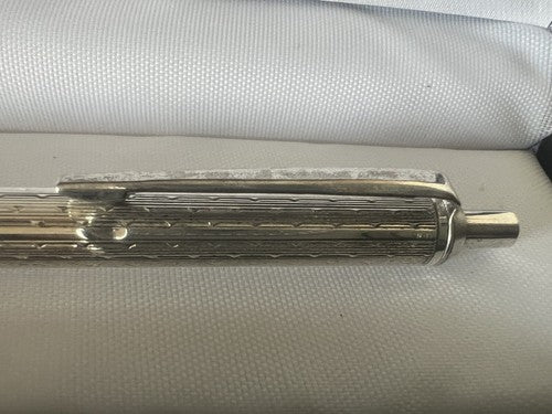 🔴 Penna sfera ARGENTO 800 massiccio corpo guillocchè bassorilievo vintage 24