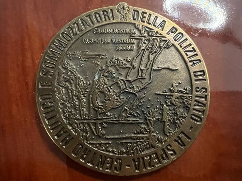 🔴 Wappen der Staatspolizei Taucher, Schild aus Holz und Metall, Relief, Höhe 15