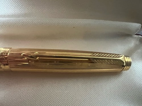 Parker Stylo-Plume Stylo à Plume 75 Plaqué Or Numérotée 14 KT F Nouvelle