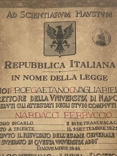 Diplôme Universitaire République Italienne Génie Industriel Mécanique Napoli