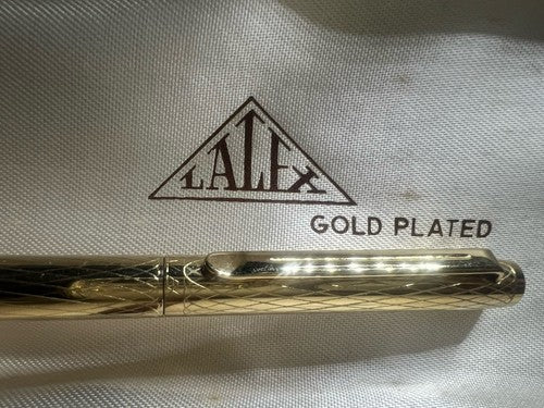 🔴 LALEX penna sfera corpo placcato oro cesellato italiana scrive vintage