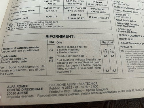 🔴 ALFASUD Super Original Italian Oldtimer Owner's Manual 