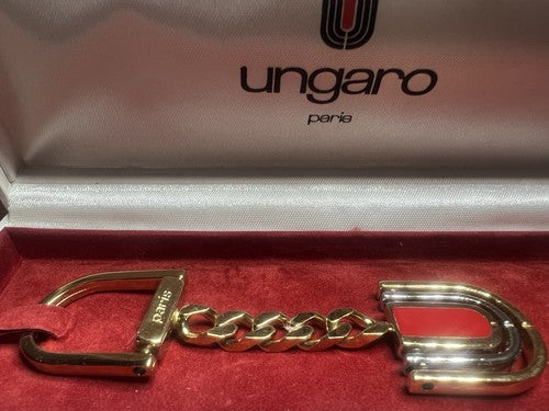 Ungaro Porte-Clés Métal Or avec Étui et Certificat Jamais D'Occassion