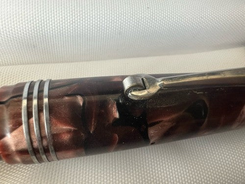 Superior Stylo-Plume Stylo à Plume Celluloid Red Circle à Bouton Écrit Vintage
