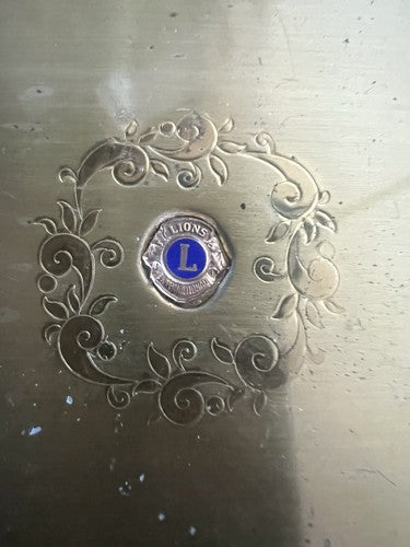 🔴 LION'S CLUB bloc notes dorato con stemma e matita vintage L 7 h 11