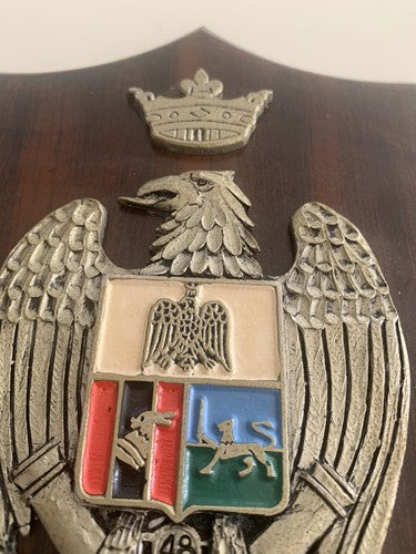 🔴 Militärwappen des 48. Militärregiments: Adler mit Krone, Vintage-Holzschild 