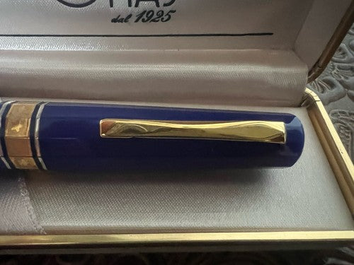 Grand-Mère Stylo-Plume Sphère Extra Résine Bleu Paysage Europeenne 1992 Limité