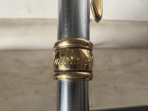 🔴 AURORA Magellan Chrom-Kugelschreiber mit Werbebox in Goldprofilen A 