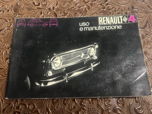 Renault 4 Booklet Car Use Maintenance Tongue Italian Original Vintage 69