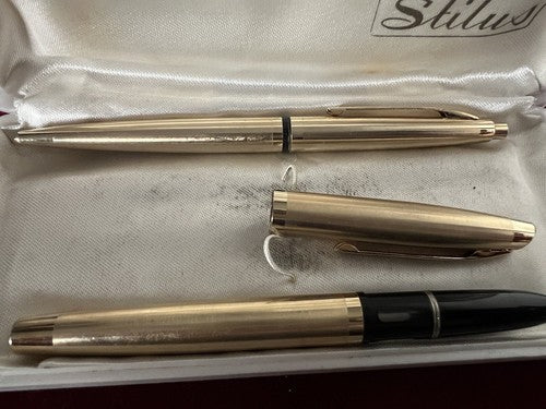 🔴 STILUS Füllfederhalter mit Innenkolben und funktionierender Kugelschreibermine, Vintage 50er Jahre 
