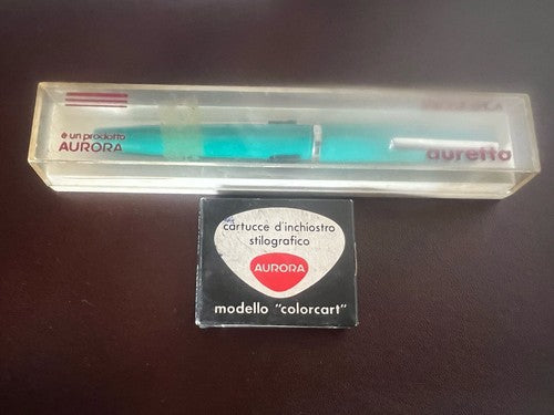Auretta Stylo-Plume Stylo à Plume von Aurora Vert Et Cartouches Vintage 1970 