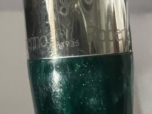 🔴 ROBERTA DI CAMERINO penna sfera ARGENTO 925 con particolari verde brillanti