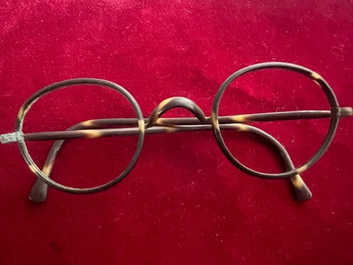 🔴 Montatura OCCHIALI ANTICHI metallo bachelite leggeri Chaplin 1800 n.3