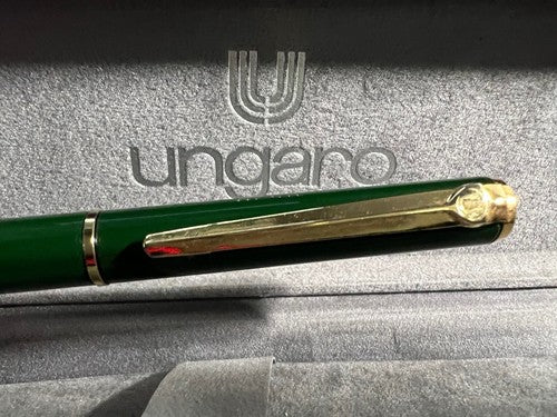 Ungaro Stylo-Plume Stylo à Plume Laque Vert Anglais A Cartouche Écrit Avec Box