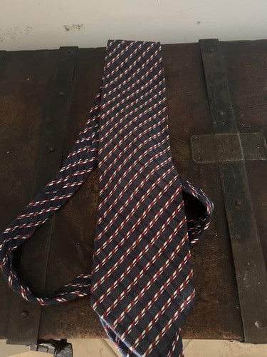Giorgio Armani Men's Tie Silk Pure Strips Cross Blue Red White