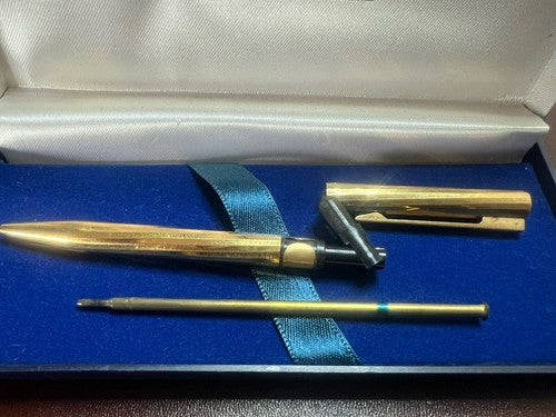 🔴 WATERMAN penna sfera Torsade placcata oro sfaccettata con astuccio vintage