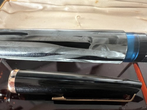 Kreuzer Stift Füllfederhalter Zelluloid Marmor A Kolben Deutschland Vintage