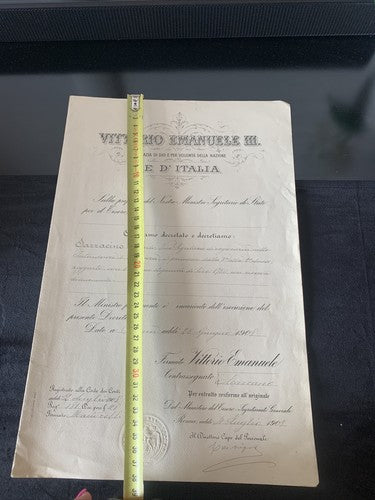 🔴 VITTORIO EMANUELE III, Titel FINANZRECHNER, Dekret des RECHNUNGSPRÜFERGERICHTS 1908 