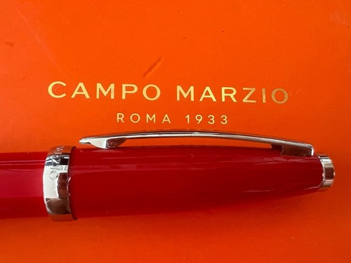 🔴 CAMPO MARZIO penna sfera roller lacca rossa profili cromati scrive