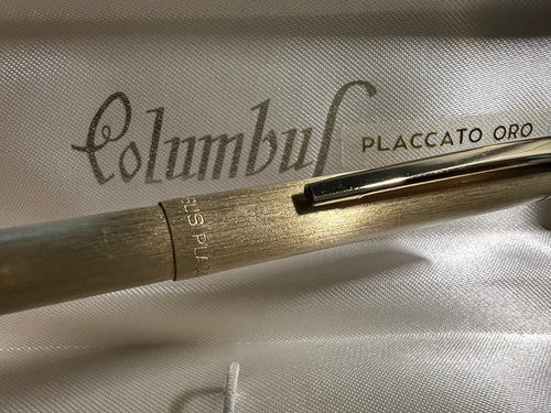 🔴 COLUMBUS penna sfera PLACCATA ORO scrive perfettamente con scatola vintage