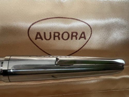 🔴 AURETTA penna stilografica By Aurora cromata italiana cartucce vintage 1970 D