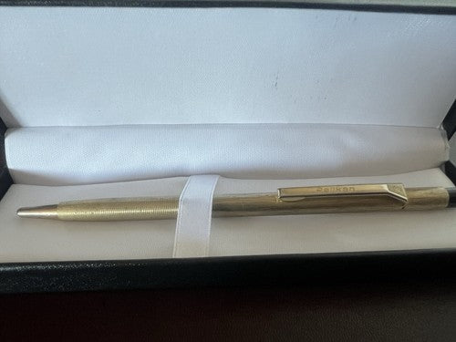 🔴 PELIKAN penna sfera pulsante a scatto metallo dorato scrive vintage