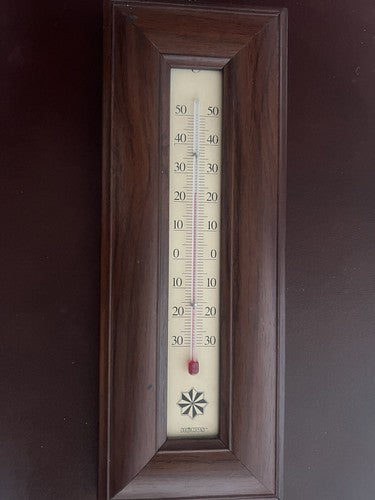 🔴 Mechanisches Holzthermometer ohne Kabel und Batterien mit Glaskolben zur Wandmontage 