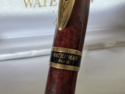 🔴 WATERMAN penna sfera Expert Dune lacca marmorizzata bordeaux profili dorati