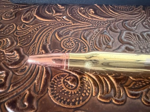 🔴 Penna sfera fucile RAIN HUNTER metallo e legno con bossolo scrive vintage