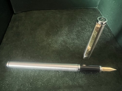 🔴 PELIKAN P380 Chrom-Füllfederhalter mit 14-Karat-Goldfeder, Vintage-Garantie 90 