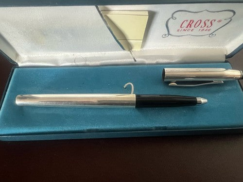🔴 CROSS Chrom-Kugelschreiber mit Schnappkappe, Etui und Anleitung B 
