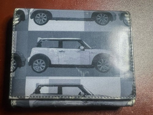 🔴 MINI portafoglio unisex GRIGIO logo auto da collezione vintage