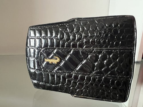 🔴 Portasigarette nero effetto coccodrillo rigido con fessura per cinta vintage